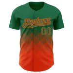 Custom Name Number Baseball Jersey - Personalized 3D Gradient Square Shapes in Kelly Green and Orange Design Personalized