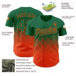 Custom Name Number Baseball Jersey - Personalized 3D Gradient Square Shapes in Kelly Green and Orange Design Personalized