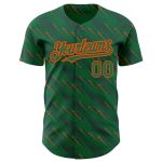 Custom Baseball Jersey with Personalized Name & Number - Kelly Green & Orange 3D Pattern Slant Lines Design Personalized