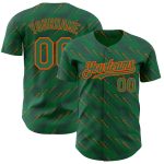 Custom Baseball Jersey with Personalized Name & Number - Kelly Green & Orange 3D Pattern Slant Lines Design Personalized