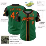 Custom Team Baseball Jersey with Personalized Name and Number in Kelly Green, Orange, Black - Authentic 3-Color Arm Design