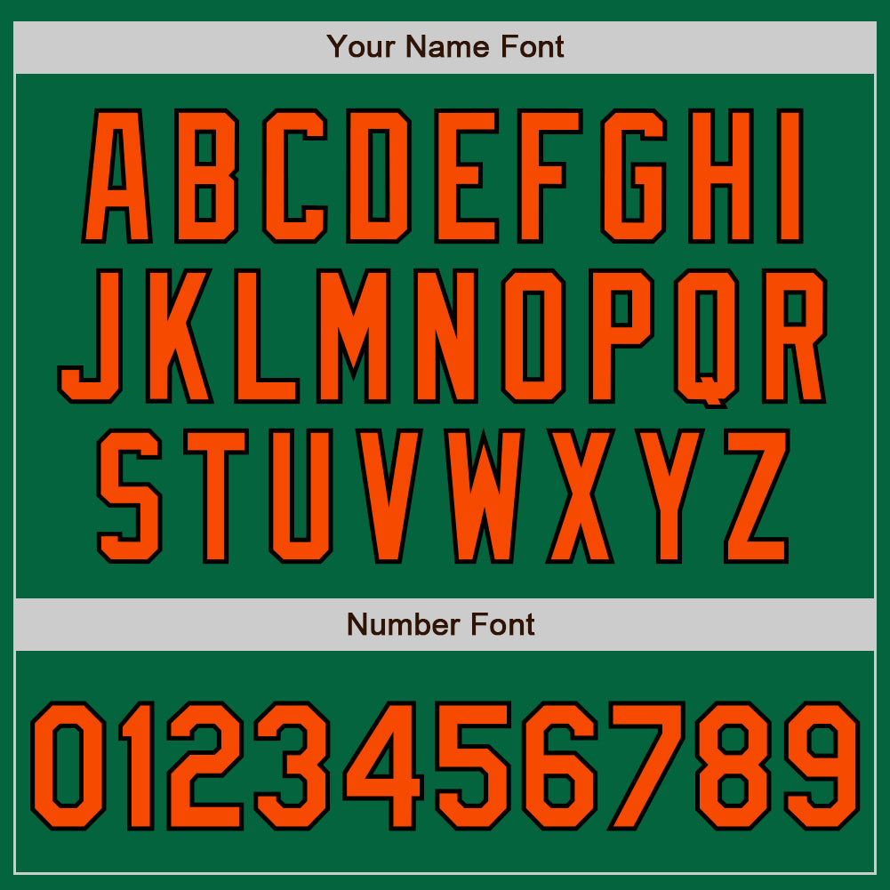 Personalized Kelly Green Orange-Black 3 Colors Arm Shapes Authentic Baseball Jersey Team Custom Name and Number Custom Team Baseball Jersey with Personalized Name and Number in Kelly Green, Orange, Black - Authentic 3-Color Arm Design - Image 6
