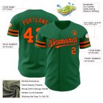 Personalized Authentic Baseball Jersey in Kelly Green with Orange-Black Accents Personalized Kelly Green Orange-Black Authentic