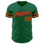 Personalized Authentic Baseball Jersey in Kelly Green with Orange-Black Accents Personalized Kelly Green Orange-Black Authentic