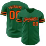Personalized Authentic Baseball Jersey in Kelly Green with Orange-Black Accents Personalized Kelly Green Orange-Black Authentic