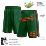 Custom Team Name and Number Basketball Shorts in Kelly Green, Orange, and Black - Authentic Design Personalized Kelly Green