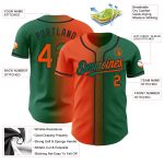Custom Name & Number Authentic Orange-Black Gradient Baseball Jersey in Kelly Green - Personalized Team Apparel Personalized