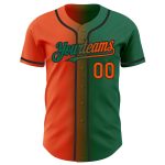 Custom Name & Number Authentic Orange-Black Gradient Baseball Jersey in Kelly Green - Personalized Team Apparel Personalized