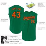 Custom Name and Number Baseball Jersey - Authentic Sleeveless in Kelly Green, Orange, and Black Personalized Kelly Green
