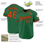 Custom Name and Number Authentic Throwback Baseball Jersey - Kelly Green and Orange-Black Team Jersey Personalized Kelly