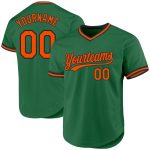 Custom Name and Number Authentic Throwback Baseball Jersey - Kelly Green and Orange-Black Team Jersey Personalized Kelly