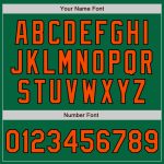 Custom Name Number Bomber Jacket  Full-Snap Varsity Letterman in Kelly Green Orange Black - Personalized Team Apparel Personalized