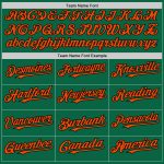 Custom Team Baseball Jersey - Personalized Kelly Green Orange-Black Line with Name and Number Personalized Kelly Green Orange-Black