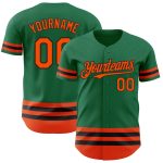Custom Team Baseball Jersey - Personalized Kelly Green Orange-Black Line with Name and Number Personalized Kelly Green Orange-Black