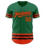 Custom Team Baseball Jersey - Personalized Kelly Green Orange-Black Line with Name and Number Personalized Kelly Green Orange-Black