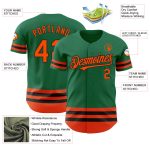 Custom Team Baseball Jersey - Personalized Kelly Green Orange-Black Line with Name and Number Personalized Kelly Green Orange-Black