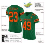 Custom Personalized Football Jersey with Name and Number - Kelly Green Orange-Black Mesh Authentic Team Apparel Personalized