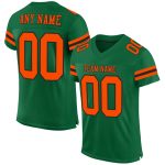 Custom Personalized Football Jersey with Name and Number - Kelly Green Orange-Black Mesh Authentic Team Apparel Personalized