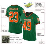 Custom Name and Number Personalized Kelly Green Orange Black Football Jersey - Authentic Throwback Mesh Personalized Kelly