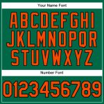 Custom Team T-Shirt with Name and Number - Kelly Green Orange-Black Performance Tee Personalized Kelly Green Orange-Black
