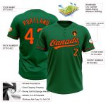 Custom Team Name and Number Personalized Kelly Green Orange-Black Two-Button Unisex Softball Jersey Personalized Kelly Green