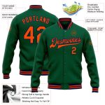 Custom Name Number Bomber Jacket - Personalized Kelly Green Orange Navy Varsity Letterman Full-Snap Jacket Personalized Kelly