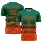 Custom Name and Number Personalized Soccer Uniform Jersey - Kelly Green and Orange Pinstripe Fade Fashion Design Personalized