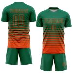 Custom Name and Number Personalized Soccer Uniform Jersey - Kelly Green and Orange Pinstripe Fade Fashion Design Personalized