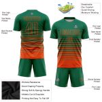 Custom Name and Number Personalized Soccer Uniform Jersey - Kelly Green and Orange Pinstripe Fade Fashion Design Personalized