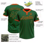 Custom Name and Number Unisex Softball Jersey in Kelly Green with Orange Pinstripe - Two-Button Design Personalized Kelly