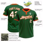 Custom Name Number Unisex Softball Jersey Kelly Green Orange Pinstripe Two-Button Design - Personalized Team Apparel Personalized