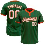 Custom Name Number Unisex Softball Jersey Kelly Green Orange Pinstripe Two-Button Design - Personalized Team Apparel Personalized