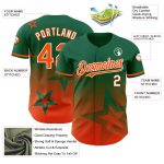 Personalized Twinkle Star Baseball Jersey with Custom Name and Number in Kelly Green, Orange-White 3D Gradient Design Personalized