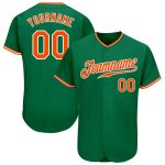Personalized Authentic Baseball Jersey in Kelly Green, Orange & White Personalized Kelly Green Orange-White Authentic Baseball
