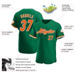 Custom Name and Number Authentic Baseball Jersey - Personalized Kelly Green and Orange-White Team Colors Personalized Kelly