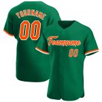 Custom Name and Number Authentic Baseball Jersey - Personalized Kelly Green and Orange-White Team Colors Personalized Kelly