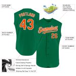 Personalized Authentic Sleeveless Baseball Jersey in Kelly Green, Orange & White Personalized Kelly Green Orange-White Authentic