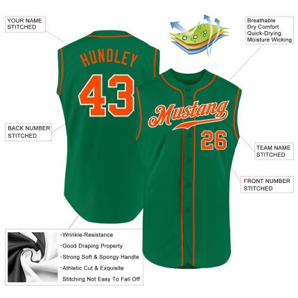 Personalized Authentic Baseball Jersey with Custom Name and Number - Kelly Green Orange-White Sleeveless Design Personalized