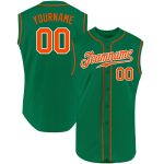 Personalized Authentic Baseball Jersey with Custom Name and Number - Kelly Green Orange-White Sleeveless Design Personalized