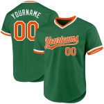 Customizable Authentic Throwback Baseball Jersey - Personalized Kelly Green & Orange-White Team Name & Number Personalized