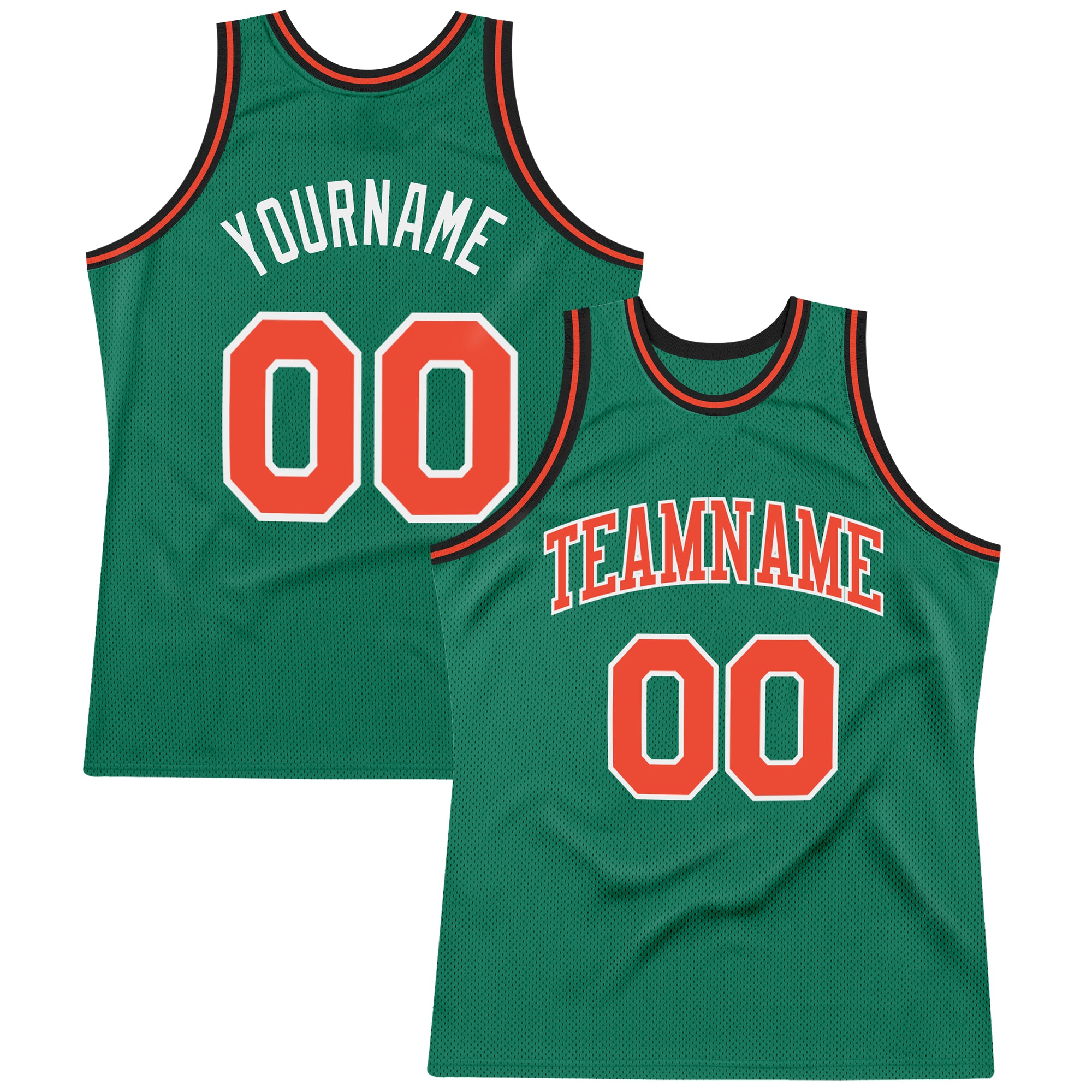 Custom Name Number Personalized Throwback Basketball Jersey - Kelly Green Orange-White Authentic Team Personalized Kelly