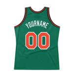Custom Name Number Personalized Throwback Basketball Jersey - Kelly Green Orange-White Authentic Team Personalized Kelly