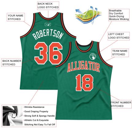 Custom Name Number Personalized Throwback Basketball Jersey - Kelly Green Orange-White Authentic Team Personalized Kelly