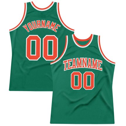 Personalized Kelly Green Orange White Throwback Basketball Jersey Authentic Personalized Kelly Green Orange-White Authentic