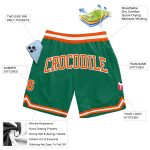 Custom Name Number Basketball Shorts - Authentic Kelly Green Orange-White Throwback Style Personalized Kelly Green Orange-White