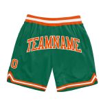 Custom Name Number Basketball Shorts - Authentic Kelly Green Orange-White Throwback Style Personalized Kelly Green Orange-White