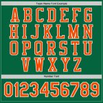 Personalized Varsity Bomber Jacket in Kelly Green Orange-White Full-Snap Style Personalized Kelly Green Orange-White Bomber
