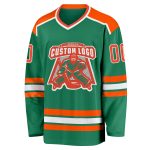 Personalized Kelly Green Orange White Hockey Jersey | Custom Team Jersey Personalized Kelly Green Orange-White Hockey Jersey