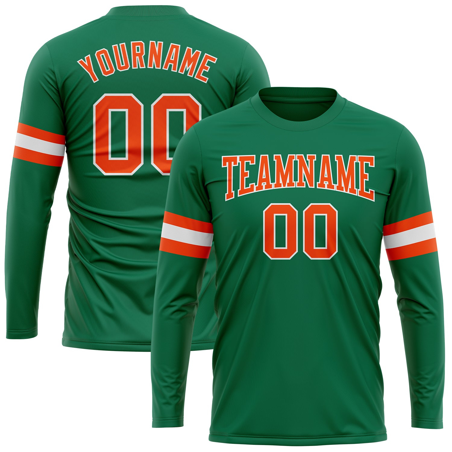 Personalized Long Sleeve T-Shirt for Salute To Service - Green Orange-White, Custom Name & Number, Team Apparel Personalized