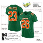 Custom Name Number Football Jersey - Personalized Kelly Green Orange-White Mesh Authentic Team Jersey Personalized Kelly